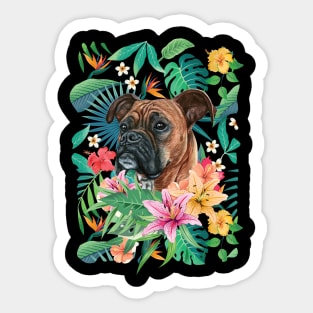 Tropical Red Fawn Boxer Dog 2 Sticker